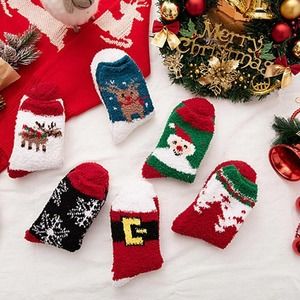 Christmas Fuzzy Socks,Fashion 6 Pairs Cute Coral Fleece Warm Cozy Socks Holiday